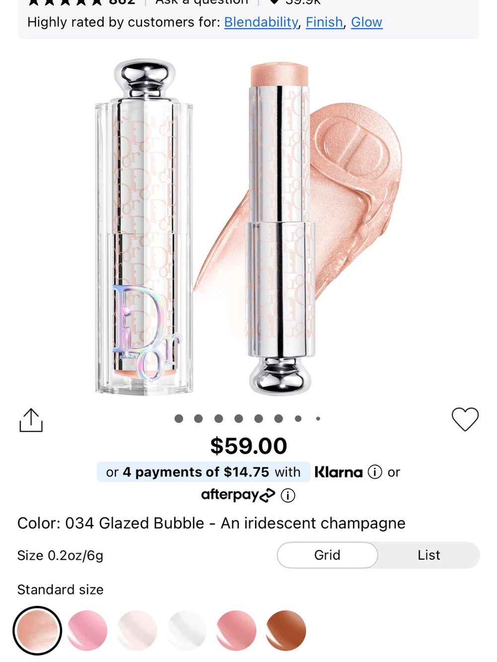 Dior Iridescent Champagne Lip Glow — Glazed Bubble
